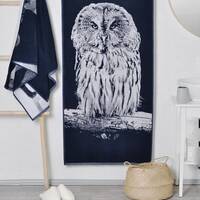 Owl bathroom towel, woven blue beach, pool towel, High quality cotton towel, large beach towel, 59x2