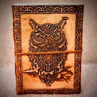 Fearless Owl - Tree of Life Embossed Handcrafted Leather Bound Journal,Brown Medium Size Stitched No