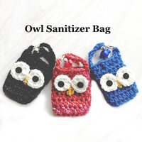Owl Crochet Sanitizer Bag, Handmade Sanitizer bag with Clasp, Hand Sanitizer holder Can Be Attach to