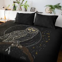 WISDOM KEEPER, owl, duvet cover, comforter, goth bedroom decor