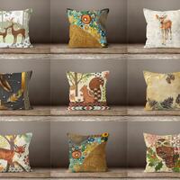 Deer Cushion cover|Owl pillow case|Squirrels living room pillow cover|Fox Cushion Case|Gift for her|