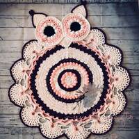 Finished Item // Owl Rug, Crochet Owl Rug, Nursery Rug