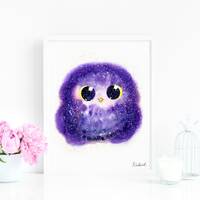 Galaxy Owl Art Print, INSTANT DOWNLOAD Art Printable, Superb Owl Nursery Room Decor