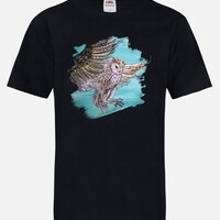 Flying owl black unisex tee