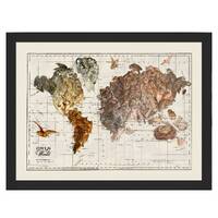 Owl Map of the World Collage Map Art Print, Owl Art