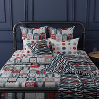 Kid's Robot Cotton Bedding Collection - Space Red Gray Galactic Minimal Owls Printed Duvet Cover