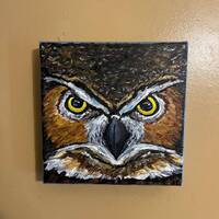 Owl Art,8"x8"x1.5" Acrylic Owl Painting,Owl Acrylic Canvas,Owl Painting Canvas,Acryli