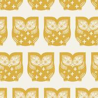Mustard Yellow Owl Fabric, Scandinavian Fabric, Folk Art Fabric, Novelty Print Fabric, Art Gallery F