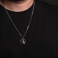 Owl Handmade Silver Mens Necklace - Owl Necklace - Owl Pendant - Mens Silver Necklace - Man Necklace