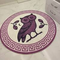 Owl pattern round rug /Machine Washable Rug -/Non Slip Kitchen Carpet/Decorative Mat