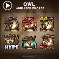 6X ANIMATED Owl twitch emotes - Owl ANIMATED twitch emotes