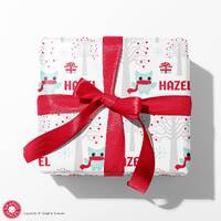 Christmas Snow Owl Wrapping Paper, Personalized Name, Winter Forest Arctic Animal Custom Holiday Gif