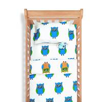Beautiful Owl Print Baby Bedding Set Soft Cotton Crib Bedding Set 1 Duvet Cover 1 Fitted Sheet 1 Pil