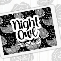 Night Owl Mini Digital Sticker Set, Planner Stickers, GoodNotes, ZoomNotes, PNGs