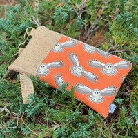 Barred Owl Wristlet | Cork, Linen, Hemp | eco-friendly gift for birder | zipper pouch