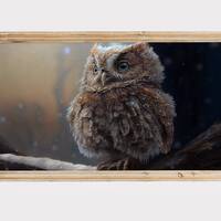 Samsung Frame TV Art Christmas - Baby Owl Painting - Digital Download for Samsung Frame