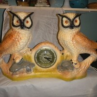 DOUBLE OWL Electric Mantle CLOCK  - Vintage from the 1980’s