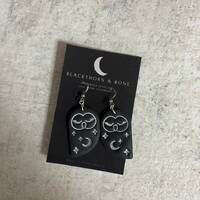 Black Celestial Owl Earrings // Handmade Jewellery, Free UK Shipping, Cute earrings, quirky jeweller