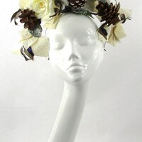 Bespoke Snowy Owl Headdress for Rustic Themed Wedding, the Races, Special Occasion Event Headwear