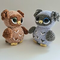 Handmade Crocheted Owl Plush Toy - Adorable Stuffed Owl - Whimsical Woodland stuffed bird
