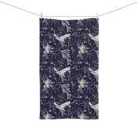 White Owl Christmas Hand Towel | Winter Owl Towel | Midnight Blue Magical Style Hand Towel