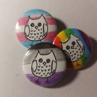 LGBTQIA+ owl  - pin badge button