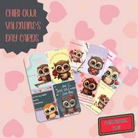 Printable Chibi Owl Valentine's Day Cards, Printables Valentines, Valentines for Kids, Classroom