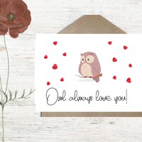 Valentines Day Digital PDF, Owl Valentines Day Card, Valentines Day Card, I love you card, Owl Card,