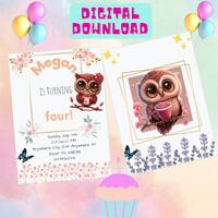 Printable owl birthday invite,editable owl birthday invitation,printable woodland owl birthday invit