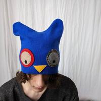 Teen-Adult Blue Upcycled Cashmere Owl Hat