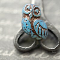 Artisan Blue, Owl Beads, Czech Beads, Beads, 180-2pk
