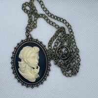 Owl Skull Cameo Necklace