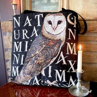 OWL TOTE BAG Dark Academia Woven Tapestry Bag | Medieval Tapestry Bag Bookish Merch Halloween Tote B