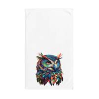 Beautiful Owl Art Hand Towel Soft White Hand Towel Owl Design Gift for Owl Lover Gift for Birder Owl
