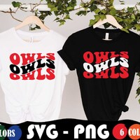 Owls Wavy Svg, Retro Wavy, Sport Mascot SVG Cuttable, Commercial Use Digital Download, Owls Sublimat