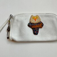 White Leather Owl Clutch