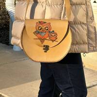 Owl Handmade Leather Bag, Crossbody Bag For Women, Shoulder Bag