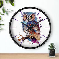 Cute Owl Wall Clock, Gift for Her, Home Decor, Clock Time, Wall Clock Art, Battery Operated, Wood Cl