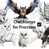Owl Procreate Stamps, Owl Stamp Brush, Procreate Stamps, Procreate Brushes, Procreate Brush Set, Owl