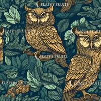 Digital Paper 100% Original Large Perched Owl Illustrated Seamless Tileable Tessellate Tile Repeatin