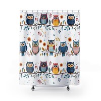 Colorful Owls Shower Curtain - Owl Home Decor  Owl Cabin Decor Owl Shower Curtain Beach House Decor 