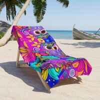 Owl Beach Towel, Purple Owl Towel. Hippie Towel. Colorful Beach Towel