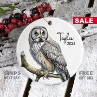 Owl Ornament Barred, Owl Related Gifts, Christmas Owl Decor, Christmas Ornaments, Round Christmas Ow
