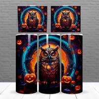 Mystical owl halloween tumbler wraps, 20 oz halloween tumbler wraps, Owl Halloween sublimation desig