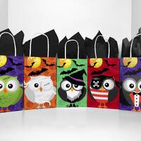 Owl Halloween Treat Bag Printable, Halloween Party Bag, Halloween Birthday Party, Halloween Goodie B