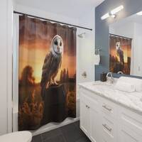 Polyester Shower Curtain Owl at Sunset