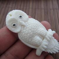 Hand Carved Owl Pendant, Drilled, Focal piece, Organic, Jewelry making Supplies B3931
