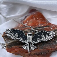Black Owl Pendant Necklace