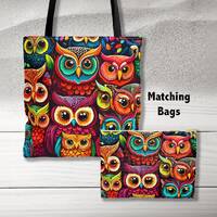 Owls tote bag, colorful bag, owl tote, matching bag, tote bag, accessory bag, owls bag, owl lover gi