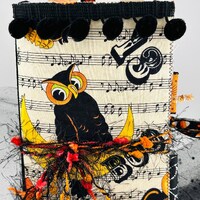 Vintage/Retro Owl Halloween Fabric Notebook Cover with Paper. Fabric Planner. Journal. Smashbook. Gl